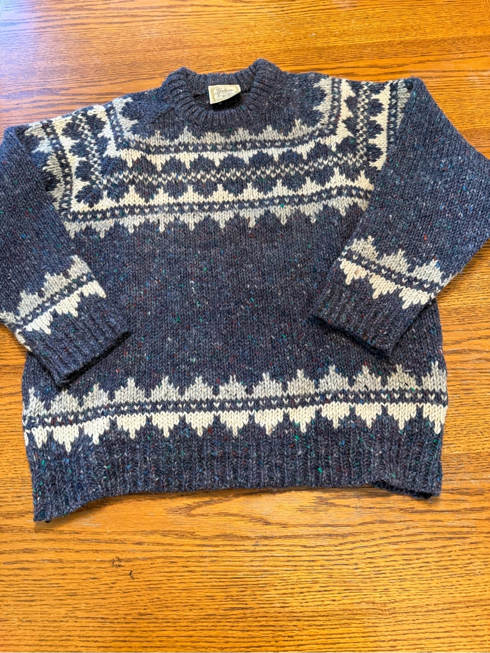 VTG Gaeltarra Wool Fair Isle Pullover Sweater Loomed in County Mayo Ireland 44”